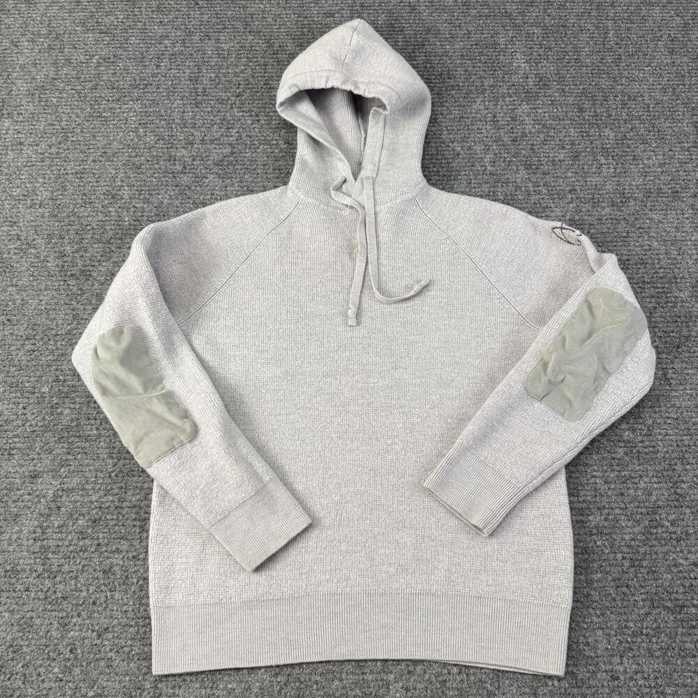 G/FORE Sweater Mens Medium Gray Hoodie 100% Wool Waffle Knit Pullover Golf Aria